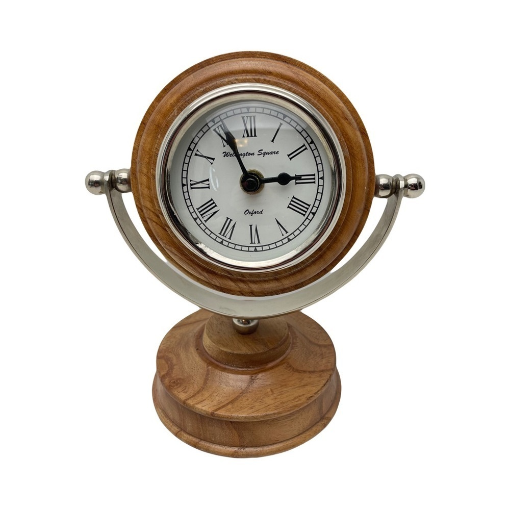 Wellington Square Oxford Wooden Steel Desk Clock